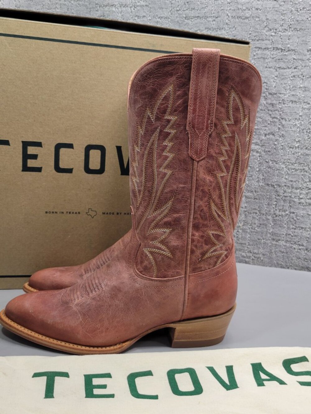 Tecovas the Jamie Women's Size US 8.5B Pink Frost Leather Cowgirl Boots - Picture 7 of 13